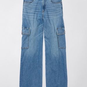AE Dreamy Drape Stretch Super High-Waisted Cargo Baggy Wide-Leg Jean